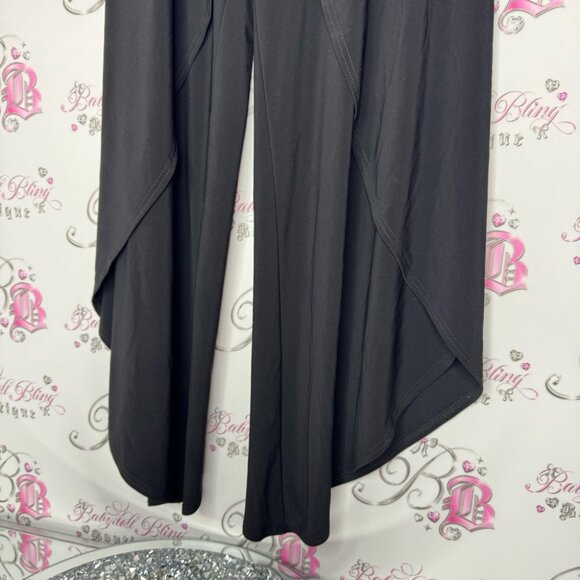 Joseph ribkoff pants flowy flare comfy stretchy black high low dual tiered flow - Picture 10 of 12